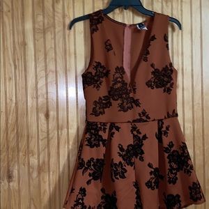 Rust with velvet flowers romper